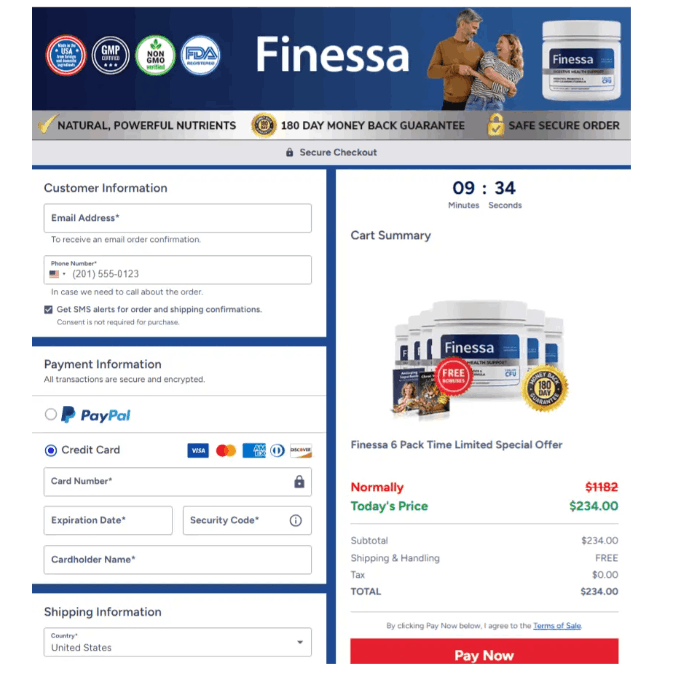 Finessa Secured Order Page